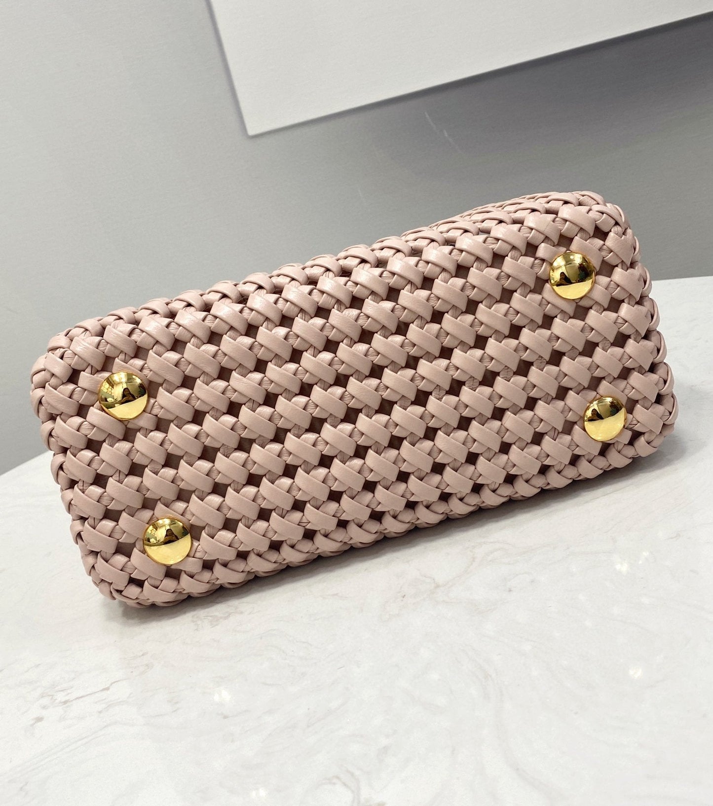 FI Peekaboo Mini Pale Pink Braided Bag For Woman 18cm/7in