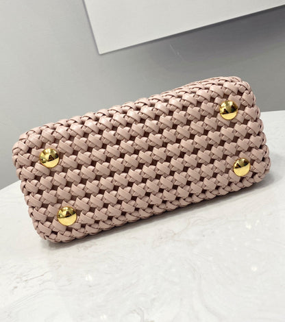 FI Peekaboo Mini Pale Pink Braided Bag For Woman 18cm/7in