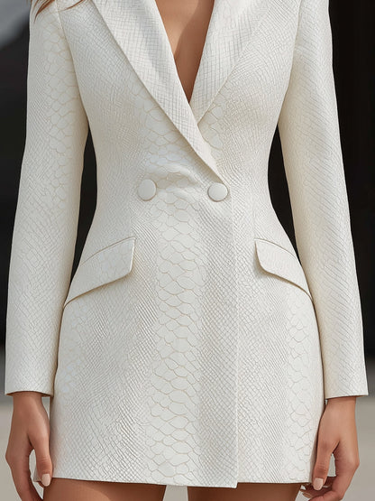 Faux Leather Blazer Dress With Embossed Snakeskin Texture