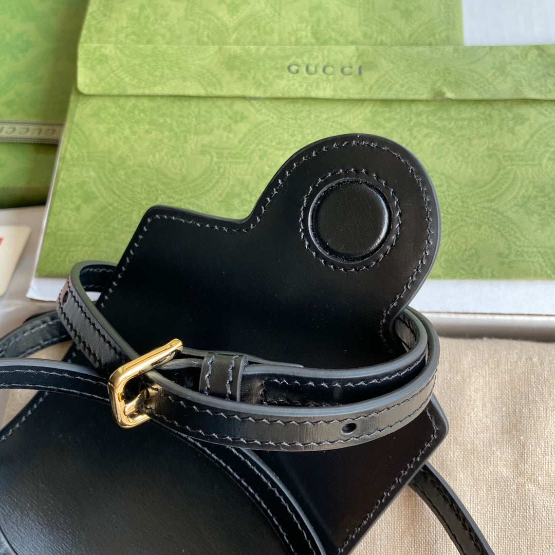 gg Horsebit 1955 Mini Bag Black For Women And Men 6.7in/17cm gg 625615 0YK0G 1000