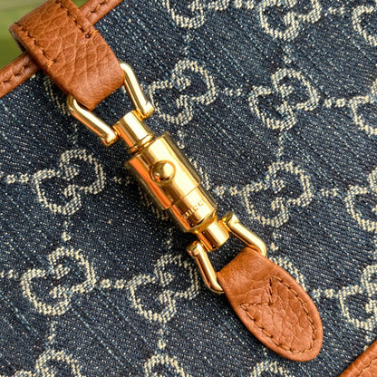 gg Jackie 1961 Mini Shoulder Bag Blue And Ivory gg Jacquard Denim For Women 7.5in/19cm gg ‎637092 2KQgg 8375