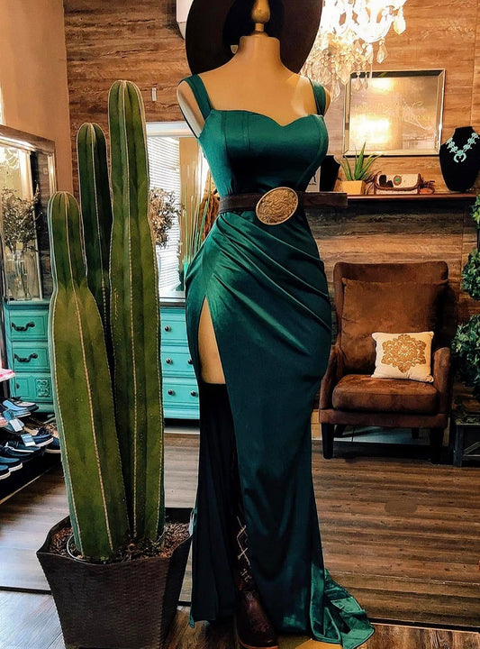 Elegant Green Bodycon Slit Dress