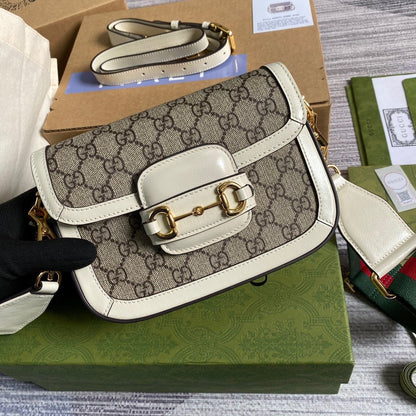 gg Horsebit 1955 gg Mini Bag White For Women, Women&#8217;s Bags 8in/21cm gg