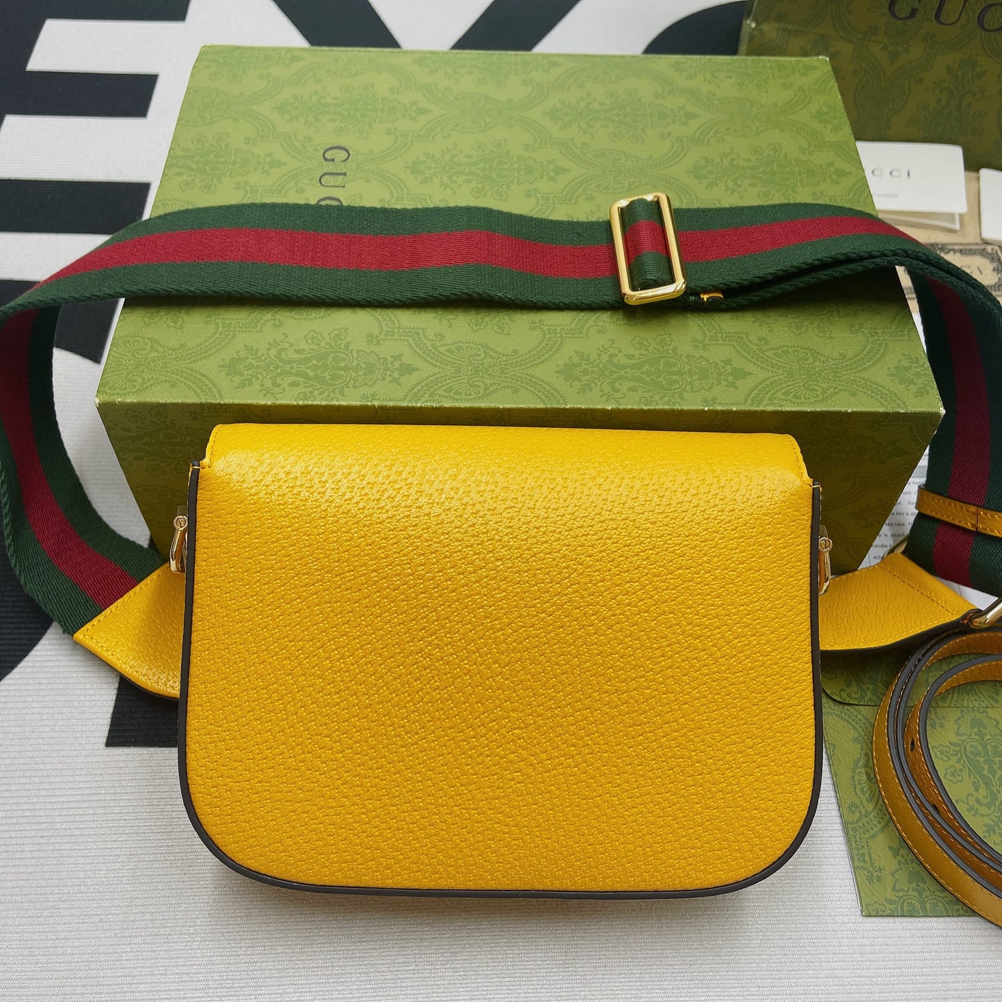gg x Adidas Horsebit 1955 Mini Bag Yellow For Women, Women&#8217;s Bags 8.1in/21cm gg 658574 U3ZDG 7775