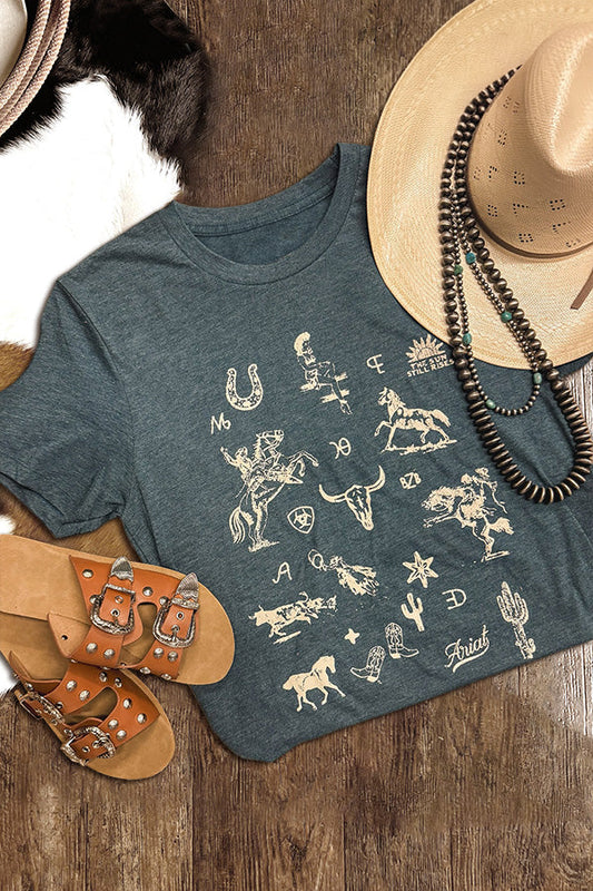 Western Cactus Horse Print T-Shirt