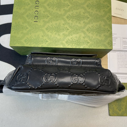 gg Embossed Belt Bag Black gg Embossed For Men  11in/28cm gg 645093 1W3CN 1000
