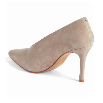 Beige Faux Suede Pointed Toe 3'' Stiletto Heel Pumps