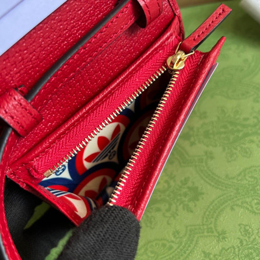 gg x Adidas Card Case With Horsebit Red For Women, Women&#8217;s Bags 4.2in/11cm gg‎