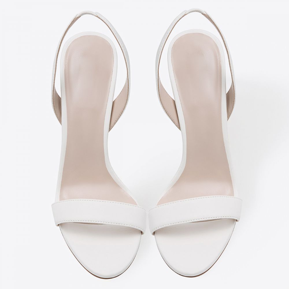 Elegant White Open Toe Stiletto Heel Women's Sandals with Slingback