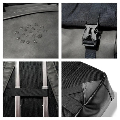 Faux Leather Waterproof Roll-top Backpack