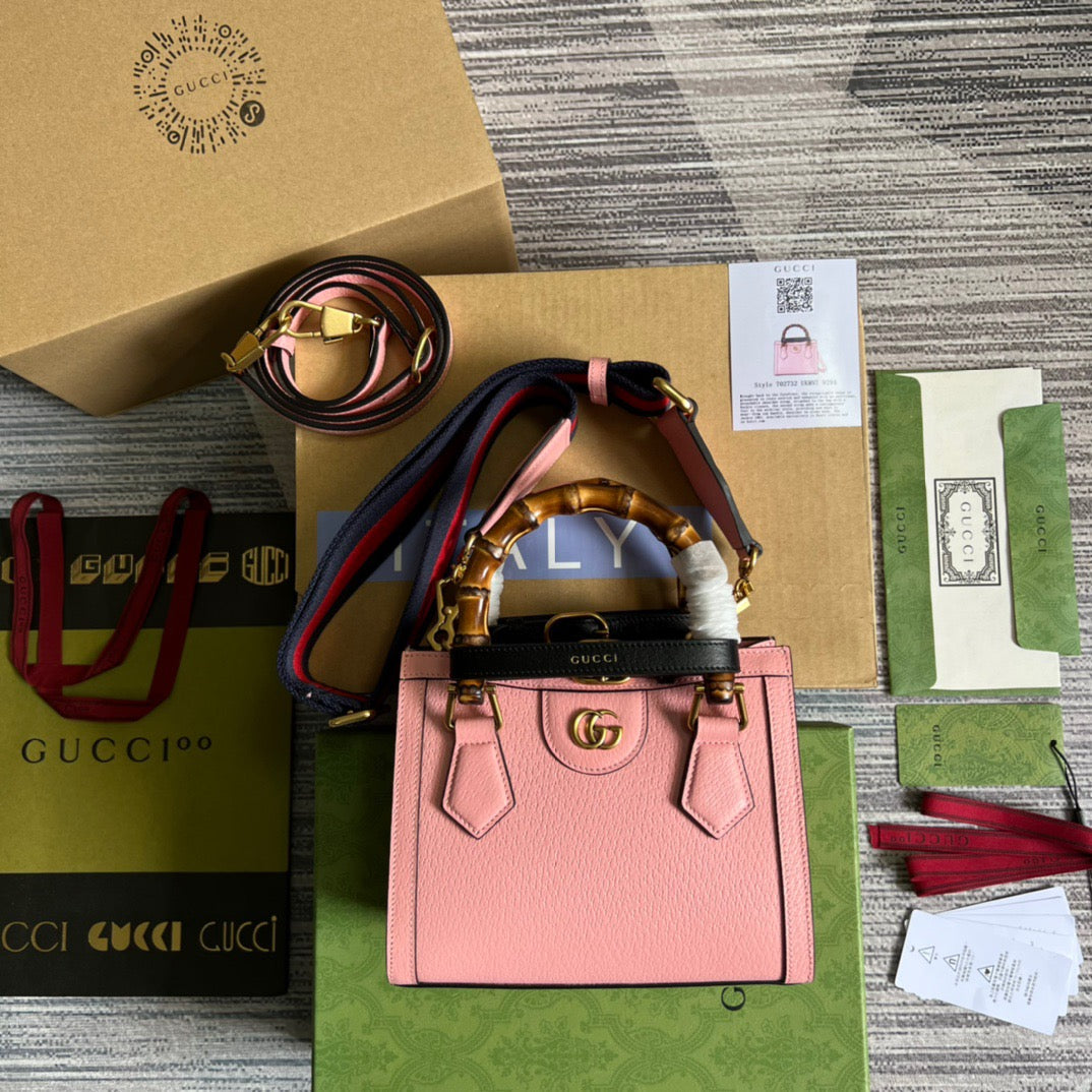 gg Diana Mini Tote Bag Pink For Women, Women&#8217;s Bags 7.9in/20cm gg ‎702732 U3ZDT 5479