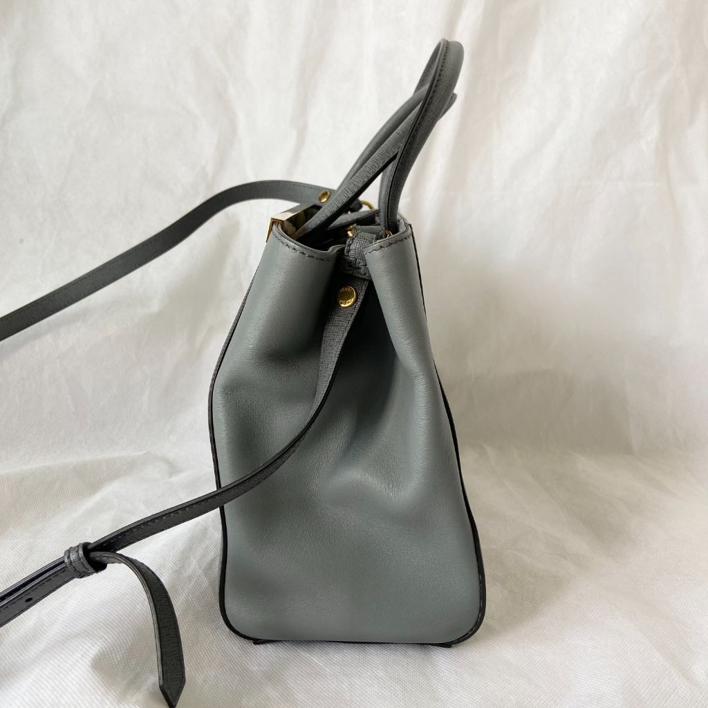Fendi Grey Leather Small 2Jours Tote