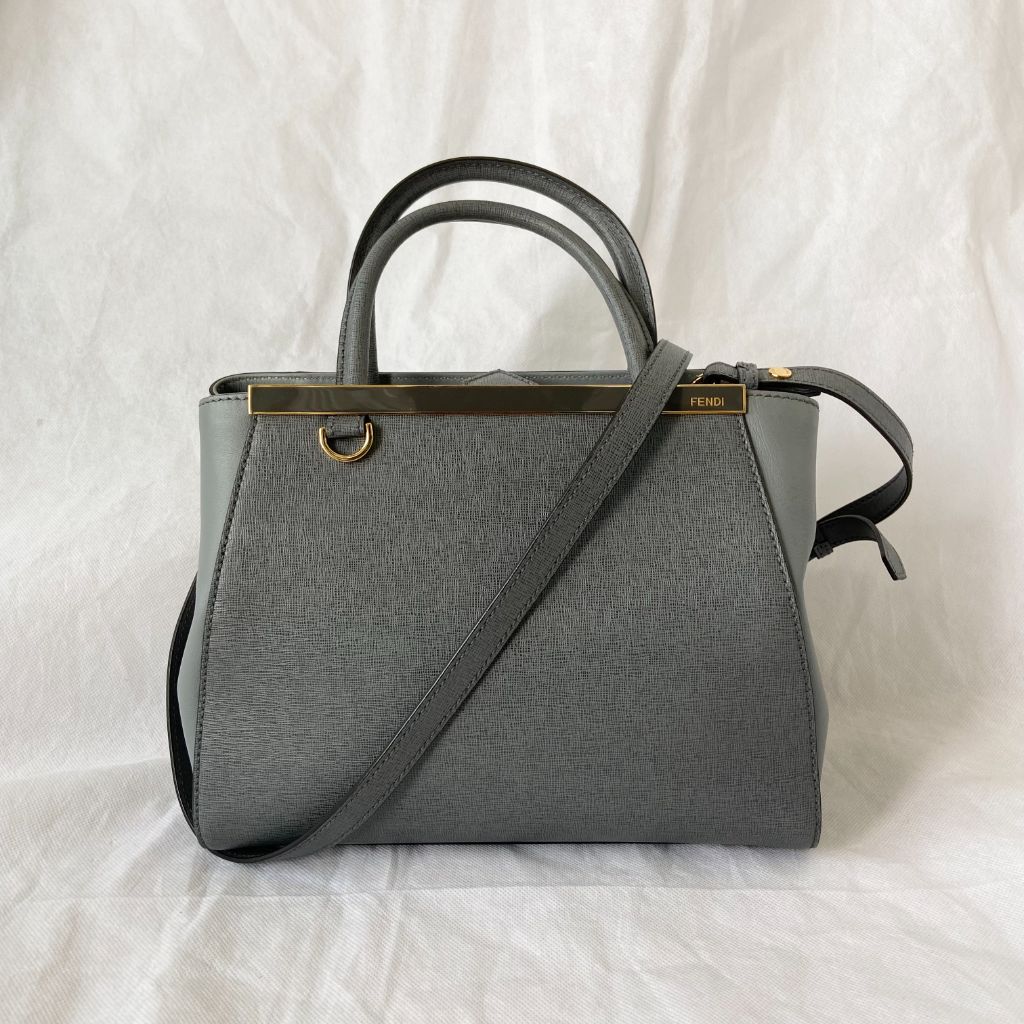 Fendi Grey Leather Small 2Jours Tote