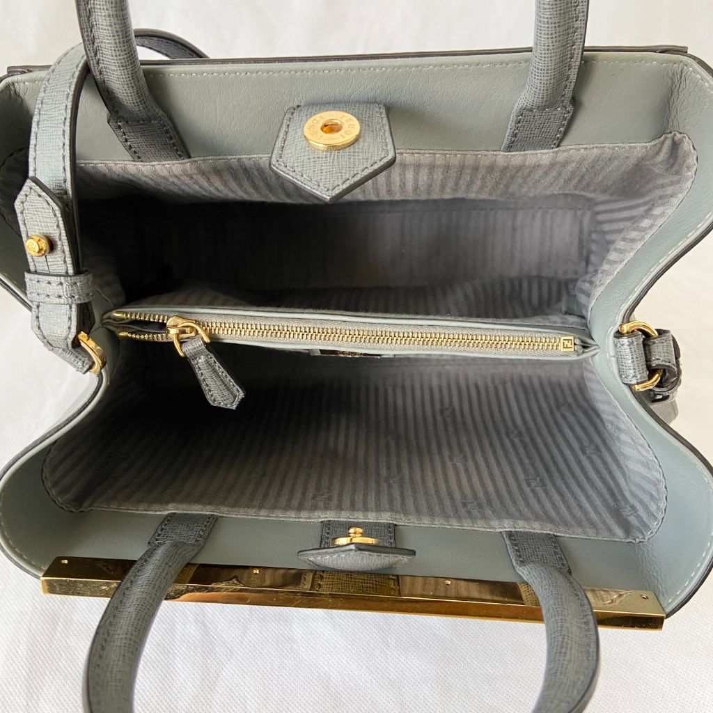 Fendi Grey Leather Small 2Jours Tote