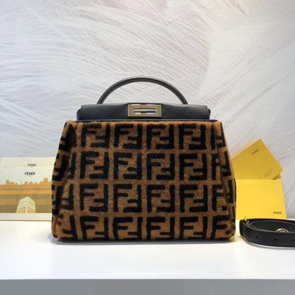FI Peekaboo Handle Bag Brown For Women, Bags 14.9in/38cm FF