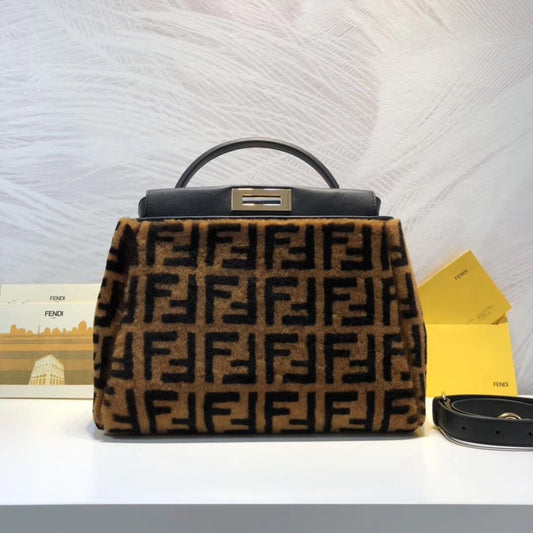 FI Peekaboo Handle Bag Brown For Women, Bags 14.9in/38cm FF