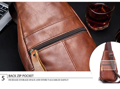 Genuine Leather Crossbody USB Bag