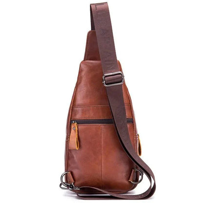 Genuine Leather Crossbody USB Bag
