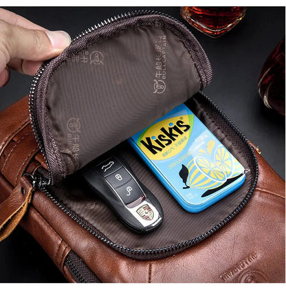 Genuine Leather Crossbody USB Bag