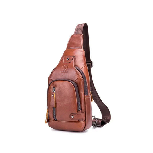 Genuine Leather Crossbody USB Bag
