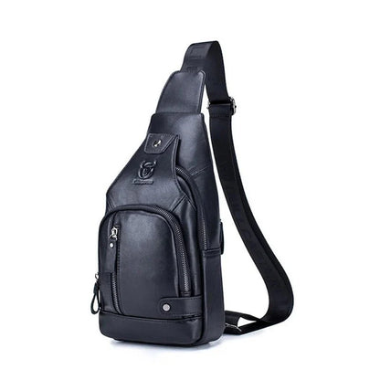 Genuine Leather Crossbody USB Bag