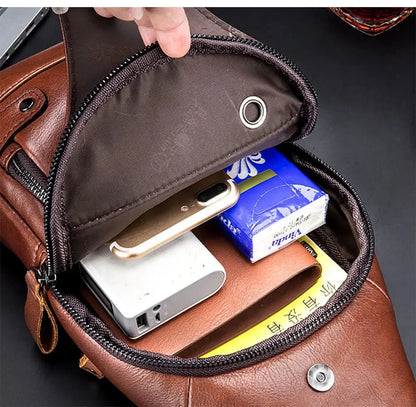 Genuine Leather Crossbody USB Bag