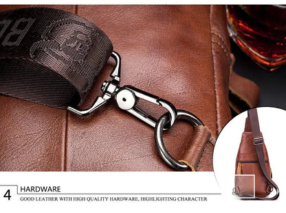 Genuine Leather Crossbody USB Bag