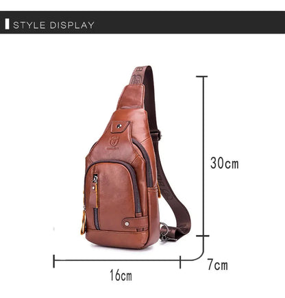 Genuine Leather Crossbody USB Bag