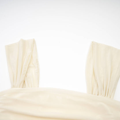 Giulia off-white mesh pleated midi dress