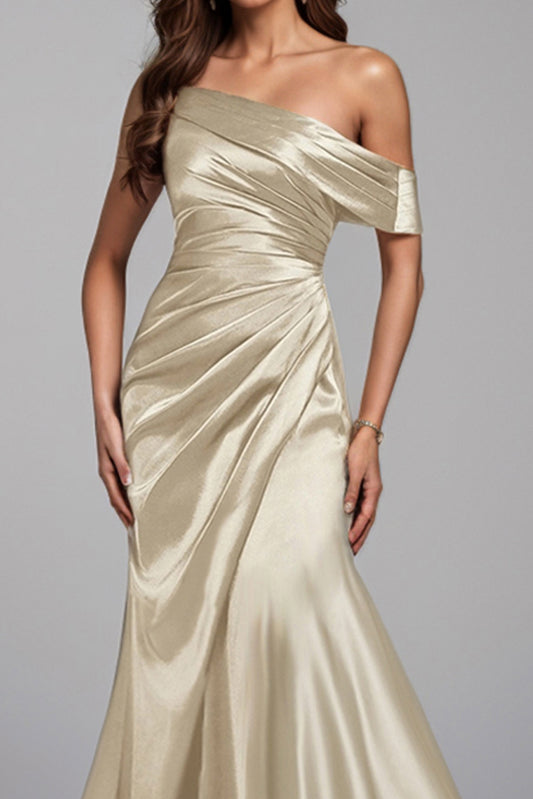 Formal Maxi Dress Off-Shoulder Satin Mermaid Dress Mother of the Bride Dress
