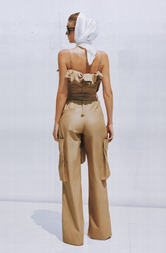 Nanette Khaki Asymmetrical Double Breasted Jumpsuit