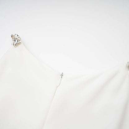 Inès white crystal-embellished midi dress