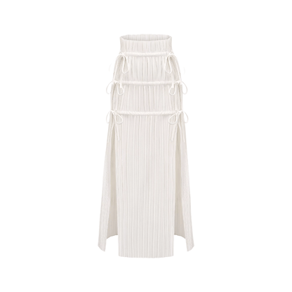 Milisent open-back pleated top & skirt matching set