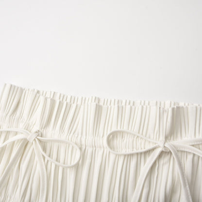Milisent open-back pleated top & skirt matching set