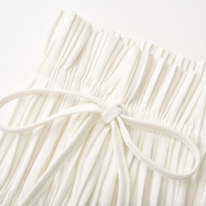 Milisent open-back pleated top & skirt matching set