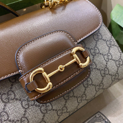 gg Horsebit 1955 Mini Bag Brown For Women, Women&#8217;s Bags 8.7in/22cm gg ‎703848 9AAAJ 8563