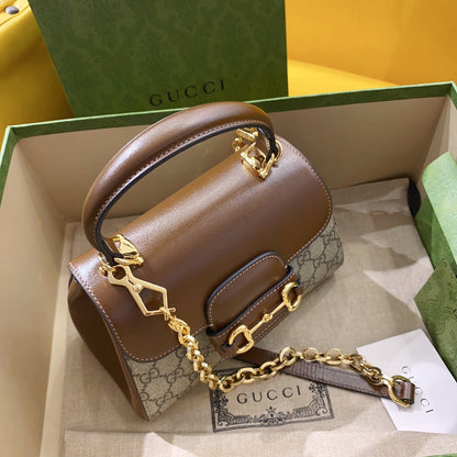 gg Horsebit 1955 Mini Bag Brown For Women, Women&#8217;s Bags 8.7in/22cm gg ‎703848 9AAAJ 8563