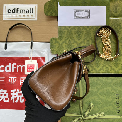gg Ophidia gg Horsebit 1955 Mini Bag Light Brown And Beige For Women, Women&#8217;s Bags 8.6in/22cm gg 703848 9AAAJ 8563