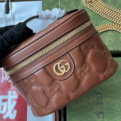 gg Quilted gg Mini Handbag Brown For Women, Women&#8217;s Bags 6.3in/16cm gg 723770 UM8IG 2546
