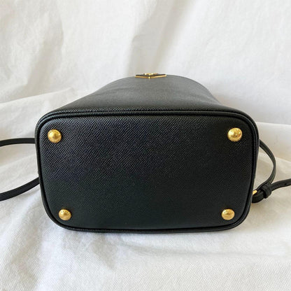 Prada Black Saffiano Leather Panier Top Handle Bag