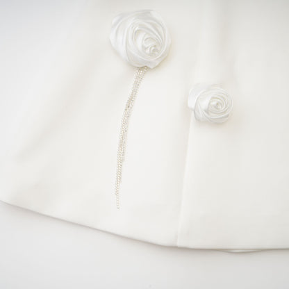 Rosalie white faux-flower mini dress