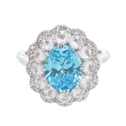 Coralie Blue Floral Gemstone Sterling Silver Ring
