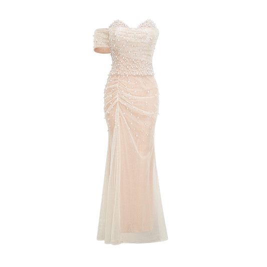 Sabine Faux Pearl Embellished Maxi Dress