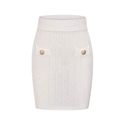 Button detailing knitted top & skirt matching set