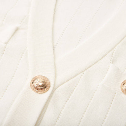 Button detailing knitted top & skirt matching set