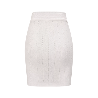 Button detailing knitted top & skirt matching set