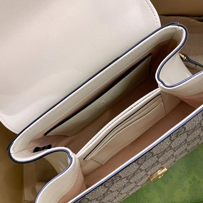 gg Horsebit 1955 Mini Bag White For Women, Women&#8217;s Bags 8.7in/22cm gg ‎703848 92TCK 9761