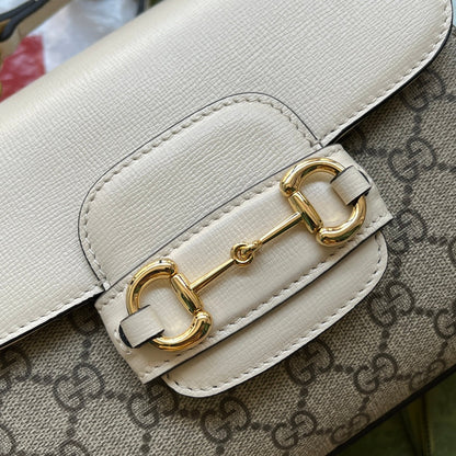 gg Ophidia gg Horsebit 1955 Mini Bag White And Beige For Women, Women&#8217;s Bags 8.6in/22cm gg