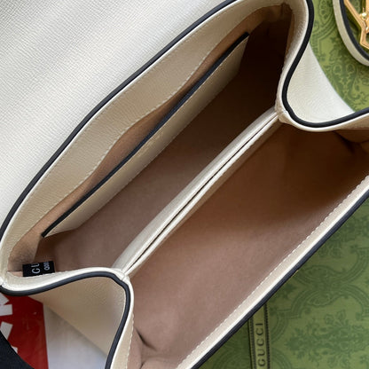 gg Ophidia gg Horsebit 1955 Mini Bag White And Beige For Women, Women&#8217;s Bags 8.6in/22cm gg
