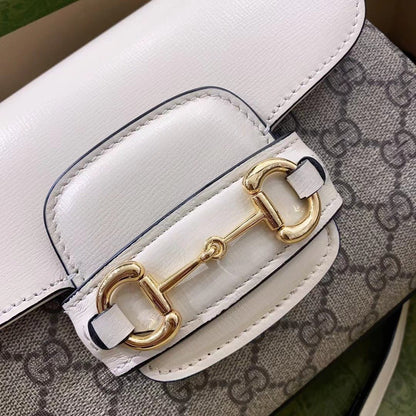 gg Horsebit 1955 Mini Bag White For Women, Women&#8217;s Bags 8.7in/22cm gg ‎703848 92TCK 9761